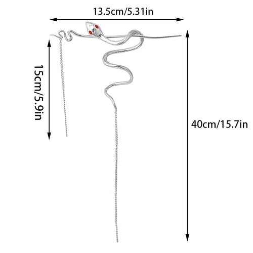 Metal Snake Hair Sticks Rhinestone Tassel Hair Chopsticks Metal Distortion Punk Hairpin Headwear Vintage Gothic Hair Chain Hair Rope for Women Girls Long Hair Hairstyle Hair Accessories