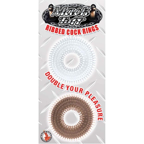 Nasstoys Mack Tuff Ribbed Cock Rings, Clear/Smoke