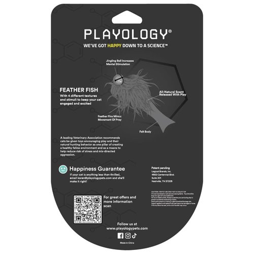 Playology Cat Toy Set | 5-Pack Feather Fish | Interactive Feather Toys for Cats | Stimulating Playtime Fun!