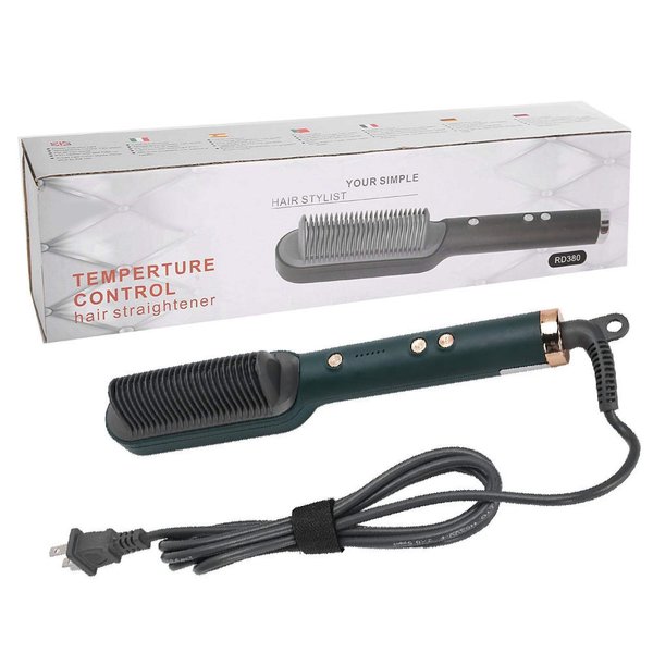 Electric PTC Heating Hair Straightening Comb,Curler Wand Curling Iron Set for Long Short Thick Hair Portable Hair Straightener Brush, 40s Fast Heat Up, Straightening Curling Dual Use Hair Curler For