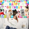 Avezano Cat Happy Birthday Backdrop Cat Birthday Sign Banner Pet Cat Paw Theme Birthday Party Decorations Kitties Cat Themed Birthday Party Supplies 70.8 x 43.3 Inch
