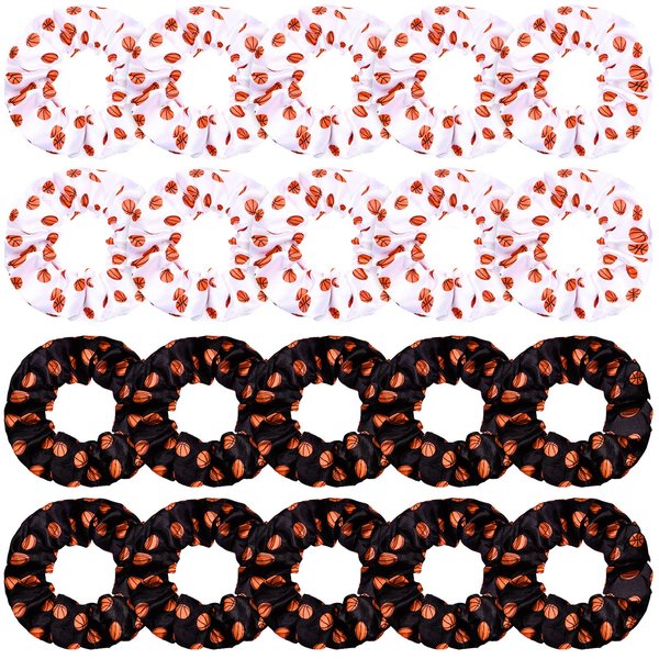WILLBOND 20 Pcs Sport Hair Scrunchies Sports Scrunchy Hair Ties Elastic Silk Satin Scrunchies Hairband Scrunchy Ponytail Holder for Women Player Team Hair Accessories(Basketball)