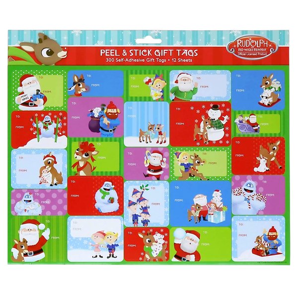 Rudolph The Rednosed Reindeer Peel and Stick Gift Tags, 300 Tags on 12 Sheets