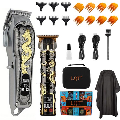 LQT Hair Clippers Professional Cordless for Men, Barber Clippers for Hair Cutting Kit, Wireless LCD Display Hair Trimmers Set, Rechargeable Haircut Machine for Family