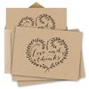 Kraft Love and Thanks Thank You Note Card Pack - Set of 36 cards blank inside - with Kraft envelopes
