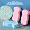 2PCS Exfoliating Bath Sponge, Fish Scale Pattern Shower Sponge 3D Super Soft Body Exfoliator Sponge with Lanyard for Adults Kids
