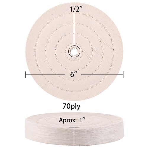 SCOTTCHEN Extra Thick Buffing Polishing Wheel 6 inch (70 Ply) for Bench Grinder Tool with 1/2" Arbor Hole 2 PCS