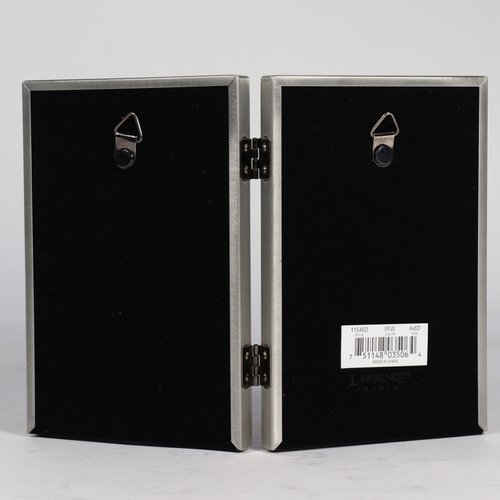 Lawrence 11546D 4-Inch x 6-Inch Metal Pewter Hinged Double Picture Frame