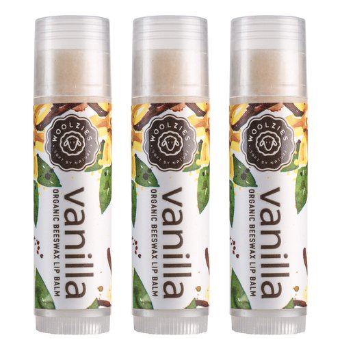 Woolzies 100% Natural lip balm with Bees wax and Shea butter set of 3- (Vanilla Mint)