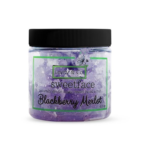 Levity & Co. Sweetface Facial Sugar Scrub. Anti Aging, Deep Cleaning Acne Treatment, Exfoliating Facial Scrub Regenerates & Brightens Face, Neck & Décolleté (Blackberry Merlot)