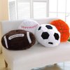Basketball Plush Pillow Fluffy Durable Stuffed Football Throw Pillow Ball Sports,14inch/35cm Ball Pillow Round Plush Pillow Toy Sofa Room Decoration Soft Sports Toy Gift (Black and white football)