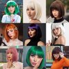 YBYMCAI Purple Bob Wig With Bangs Short Dark Purple Bob Wigs For Women Straight Bob Bangs Wig 10 Inch Heat Resistant Synthetic Hair Natural Looking For Daily