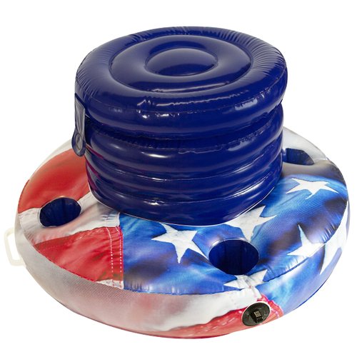 PoolCandy Inflatable Stars & Stripes Floating Drink Cooler for Pools, Indoors or Outdoors. Easy to use, inflates in Minutes Perfect for Any Occasion.