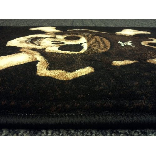 Champion Rugs Pirate Skull Area Rug Design #CR79 (2 Feet X 7 Feet Runner)