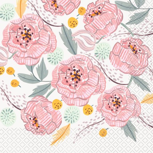 Elegant Painted Floral Luncheon Napkins (Pack of 16) - Perfect for Weddings & Special Occasions