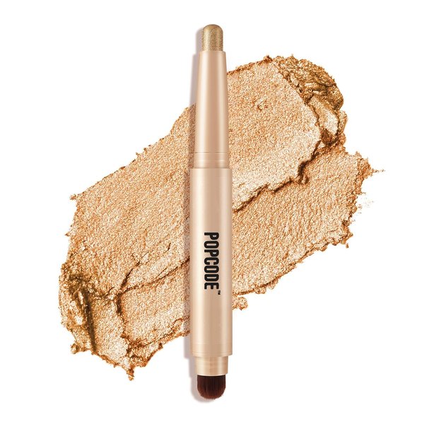 popcode Cream to Powder Waterproof Eyeshadow Stick, Longwear, Easy-to-Apply, Smudge-Proof Shimmer Eyeshadow Pencil (001 Champagne Shimmer)