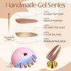 GLAMERMAID Chrome Press On Nails Medium Almond- White Handmade Metal Gel Fake Nails Stiletto, Glitter Glazed Donut False Nail Oval, Glossy Natural Reusable Acrylic Stick Glue on Nails Kit for Women