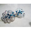 Generic Silver filigree hair clip barrette with blue crystals bridal hair clip