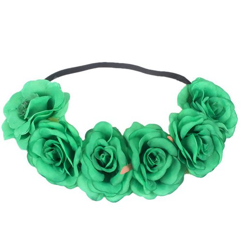 SpinLaLa St Patricks Day Women Headbands - Green Elastic Floral Headbands for Women Girls, Non Slip Bohemian Flower Crown Head Wear (Small Flower)