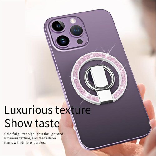 Fofvccv Magnetic Phone Ring Holder for MagSafe, Glitter Magnet Ring Grip Stand with Adjustable Finger Kickstand for Women for iPhone 16 15 14 13 12 Pro Max Plus SF White