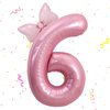 HIBILDER 2PCS Pink Number 6 & Mini Bow Balloon, 40in Birthday Party Decorations, Girls 6th Party Supplies, Safe Aluminum Foil Material