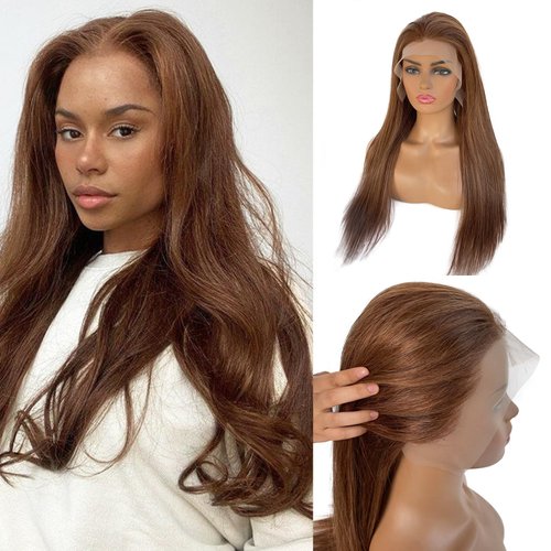 Ombre Lace Front Wig Human Hair 4/30 Highlight Reddish Brown 13x6 HD Lace Front Wigs Human Hair Colored Straight Highlights Ombre Frontal Wig 20 Inch 150% Density Pre Plucked Hairline
