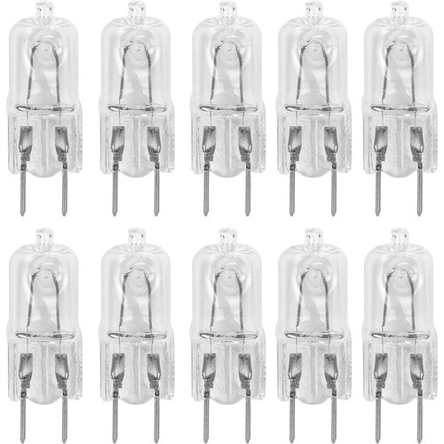 10 Pack-G8 50W 120V Halogen Light Bulbs JCD Type 110v 130v 50 Watt T4 G8 Under Cabinet Puck Lamp 120 Volt Undercabinet Microwave Oven Stove Top Kitchen Appliance Replacement Lighting Bi Pin Clear Lens