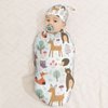 Muishi Cute Animals Fox Bear Deer Newborn Swaddle Blankets Hat Sets Soft Baby Receiving Blanket Swaddle Sack for Baby Shower Infant Boy Girl Gift