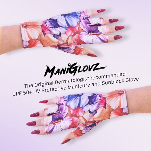 ManiGlovz - The Original UPF 50+ UV Light Protective Nail Gloves | Gel Manicure Gloves and Anti UV Fingerless Gloves for Women | Can be Used as Sun Protection Gloves for Driving | Lipstick and Lashes