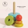 Le Toy Van – Wooden Rainbow Stacker | Girl & Boy 7 Piece Rainbow Wobbling Ring Stacker – Suitable for 18+ Months