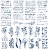 30 Sheets Semi-Permanent Tattoos for Women Inspirational Words Tattoo Stickers, Floral Rose Sunflower Body Dark Blue Fake Tattoos for Adult Men Kids, Lasting 1-2weeks Tiny Waterproof Tattoos (Words)