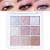 FLYEEO Pink Purple White Glitter Shimmer Sparkle Eye Shadow Palette Makeup, Warm Pastel 9 Colors EyeShadow Palette,Colorful Long Lasting Waterproof Naturing-Looking (ice glitter)