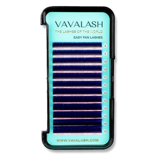 VAVALASH Colored Easy Fan Eyelash Extensions 0.07 C Curl 8-15mm Mixed Tray Blue Self Fanning Lashes 2D-10D Colorful Volume lash extensions（Blue,0.07-C-8-15 Mix）
