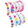 SIELEVIN 9 PCS Cute Kids Bracelets for Girls Pink LOVE Beaded Bracelets Little Girls Costume Jewelry Princess Party Favors Pretend Play Birthday Easter Christmas Valentines Toddler Jewelry