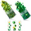 2 Boxes St. Patrick’s Nail Stickers Glitter Decals Clover Nail Sequins Nail Art Supplies Shamrocks Nail Art Glitters Flakes for St. Patrick’s Day Nail Charm Decoration Manicure Tips Accessories Craft