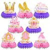 Floral Princess Party Honeycomb Centerpieces ，Her Royal Fiveness Princess Centerpiece Honeycomb Table Decorations Backdrop Crown Girls 5 Years Old Happy Birthday Party Supplies(Floral princess)