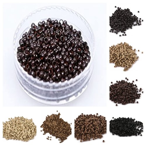 Nano Copper Micro Rings Dreadlock Beads Microlink nano micro tube ring For Tip/Ring Hair Extensions Link Hair Tools Accessories (#3 dark Brown)