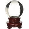 Amlong Crystal Meditation Divnation Sphere Feng Shui Crystal Ball, Lensball, Decorative Ball with Wooden Stand and Gift Box, Clear, 3.1 inch (80mm) Diameter