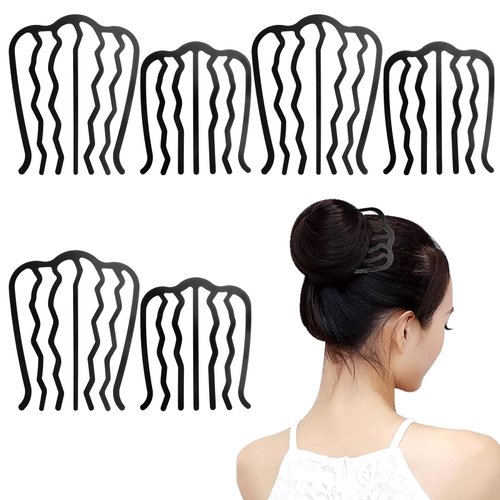 6 Pieces Hair Side Combs Metal Hair Fork ClipTeeth Hair Pin Stick U Shape French Twist Hair Pin Updo Hair Stick Bun Maker Hair Styling Tool Vintage Hairstyle Hair Accessories for Women and Girls