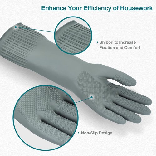 DABOGOSA MAMISON 2 Pairs Rubber Gloves(Grey, L) - Long Rubber Gloves Dishwashing Gloves