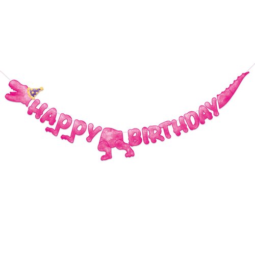 WERNNSAI Watercolor Dinosaur Happy Birthday Banner - Dinosaur Birthday Party Decorations for Girls Kids Pre-Strung T-Rex Hanging Wall Decor Dino Party Supplies