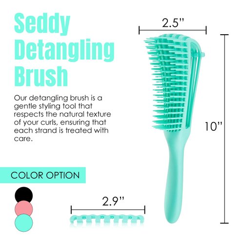 Seddy Detangling Brush for Curly Hair with Revolutionary Design|Painless Detangling for Frizz-Free Curls |Tangle-Free | Gentle Styling Tool for Effortless Curls | PINK|BLACK|GREEN (Green)
