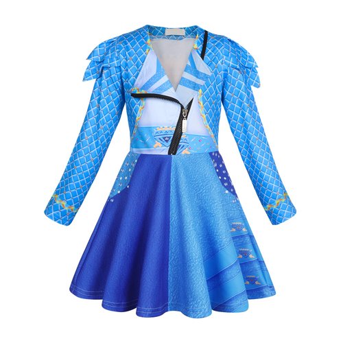 Sukyfecde Descendants Chloe Costume Girls Rise Red Cosplay Clothes Princess Dresses Kids Halloween Costumes Outfit Size 7-8 Blue