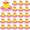 Sotiff Mini Rubber Ducks Bulk for Kids Children Cute Yellow Duck Toy for Dashboard of Car Bathtub Ornaments with Sunglasses Swim Ring Mini Hat Necklace and for Baby Shower(24 Sets,Sweet)