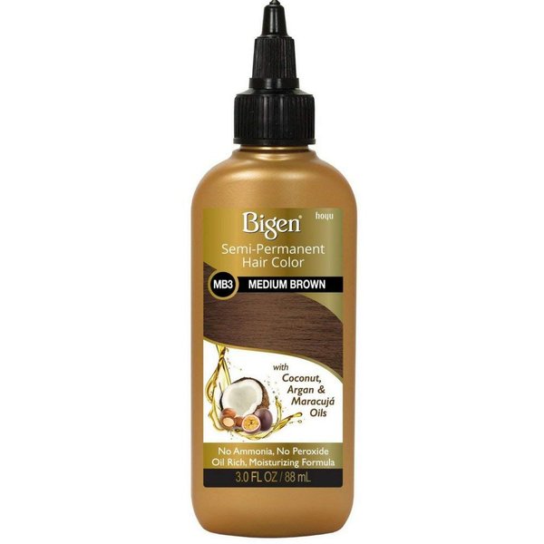 Bigen Semi Permanent Hair Color, MB3 Medium Brown, 3 oz (Pack of 3)