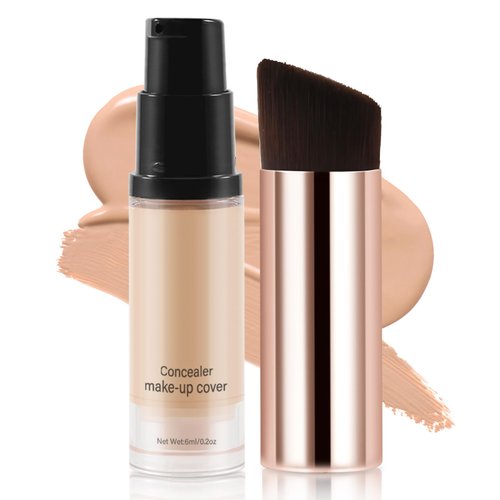 Apooliy 2pcs Liquid Concealer Set with Brush,Full Cover,Concealer Wand with Matte Finish,Corrects，Covers，Long Wear Up to 24hr