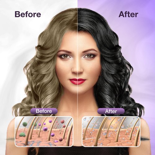 Leorx Black Hair Dye Shampoo, 3 In 1 Black Color Shampoo Hair Dye For Gray Hair Instant Herbal Coloring Shampoo For Women & Men - Shampoo Para Canas Mujer