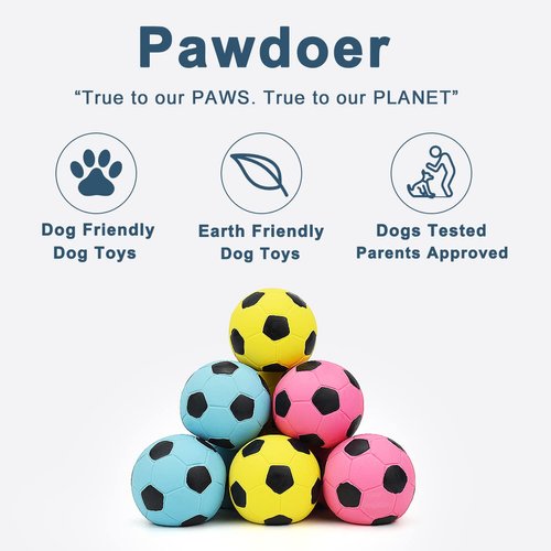 Pawdoer Squeaky Dog Ball - Soft Latex Rubber Squeaky Dog Toys for Small Dogs Puppies - Cute Bounce Dog Squeak Toys Play Fetch Soccer Ball