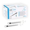 MediVena ONE-CARE 1ml Luer-Lock Syringes, Sterile, Low Dead Space, 100/bx Blister-Packed Syringes 1cc