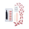 KISS Salon X-tend, Press-On Nails, Nail glue included, 'Flowers', Medium Pink, Long Size, Coffin Shape, Includes 30 Nails, 5Ml Led Soft Gel Adhesive, 1 Manicure Stick, 1 New Mini File, New Prep Pad